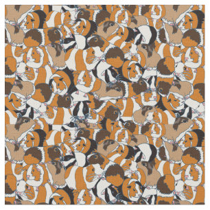 Collage of Guinee Pigs Illustrations Patterned Stof