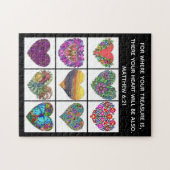 Collage of Hearts, met Verse van Matthew 6:21 Legpuzzel (Horizontaal)