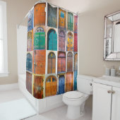 Collage of medieval front doors at Prague, Czech Douchegordijn (In situ)