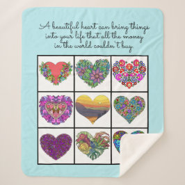 Collage of Painted Hearts (light blue), with Quote Sherpa Deken