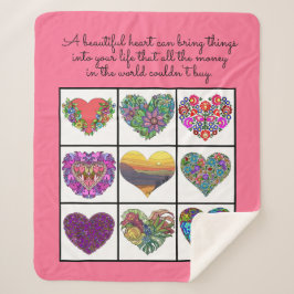 Collage of Painted Hearts (on pink), with Quote Sherpa Deken