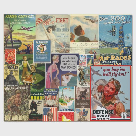  collage oorlogsobligatie cadeaupapier (Vlak)