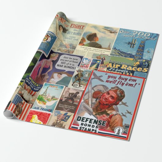  collage oorlogsobligatie cadeaupapier (Uitgerold)