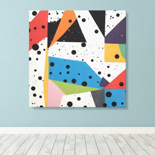 Collage Papier Zwart Stippen Canvas Afdruk (Insitu (Houten vloer))