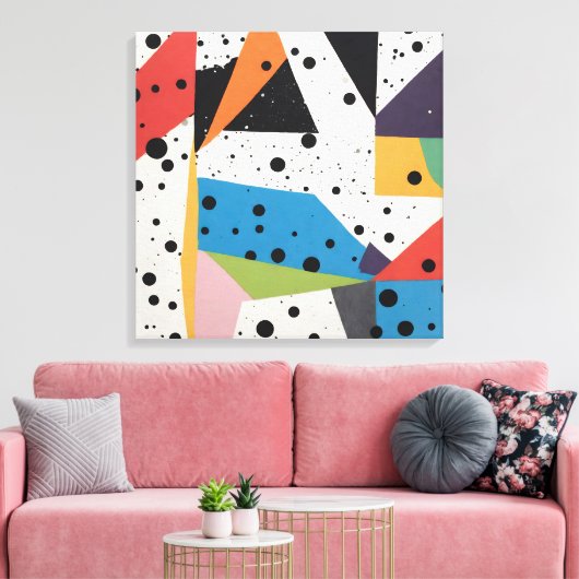 Collage Papier Zwart Stippen Canvas Afdruk (Insitu (Woonkamer))