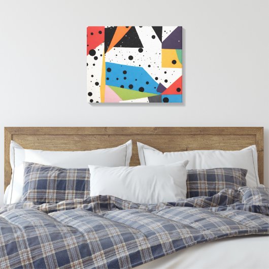 Collage Papier Zwart Stippen Canvas Afdruk (Insitu (Slaapkamer))
