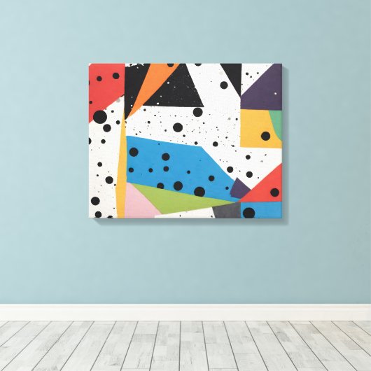 Collage Papier Zwart Stippen Canvas Afdruk (Insitu (Houten vloer))