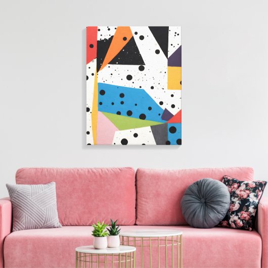 Collage Papier Zwart Stippen Canvas Afdruk (Insitu (Woonkamer))