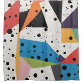 Collage Papier Zwart Stippen Douchegordijn (Voorkant)