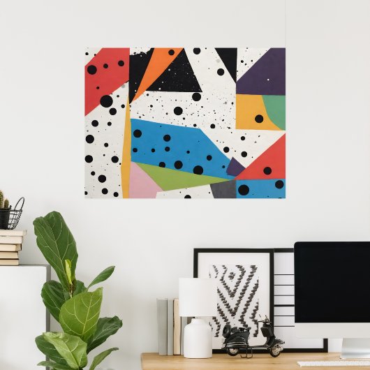 Collage Papier Zwart Stippen Poster (Thuiskantoor)