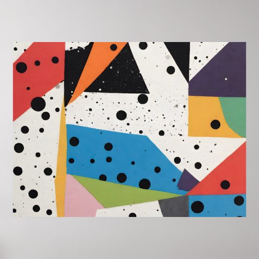 Collage Papier Zwart Stippen Poster (Voorkant)