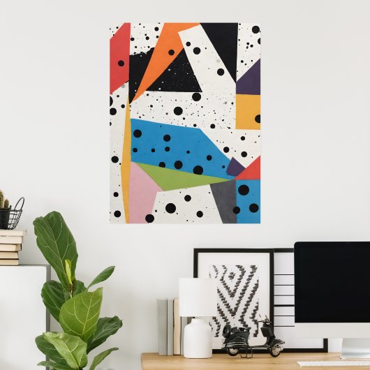 Collage Papier Zwart Stippen Poster (Thuiskantoor)