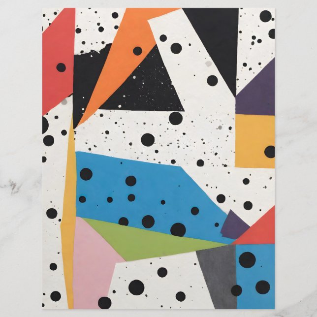 Collage papier zwart Stippen scrapbook papier (Voorkant)