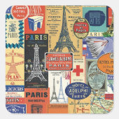 Collage Paris Vierkante Sticker (Voorkant)