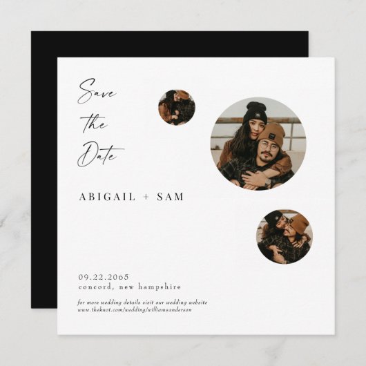 Collage Photo Square Bewaar de Datum Uitnodiging (Voorkant / Achterkant)