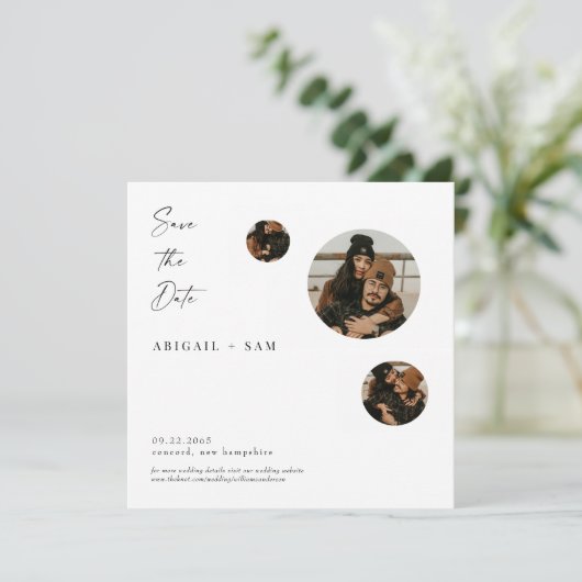 Collage Photo Square Bewaar de Datum Uitnodiging (Staand voorkant)