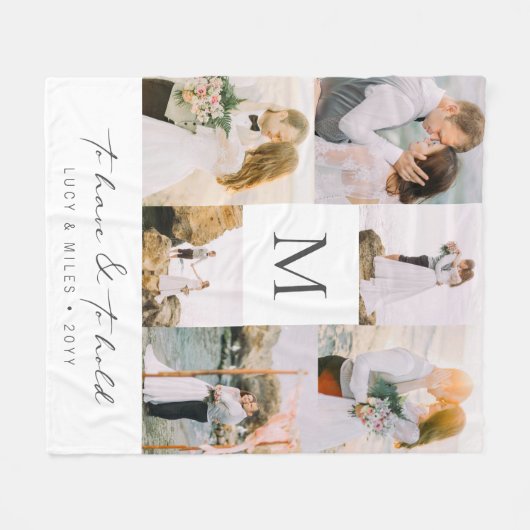 Collage Photo Wedding Fleece Blanket (Voorkant (Horizontaal))