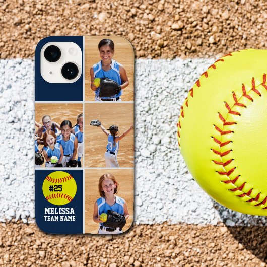 Collage photos Children's Softball Team Blue Case-Mate iPhone Case