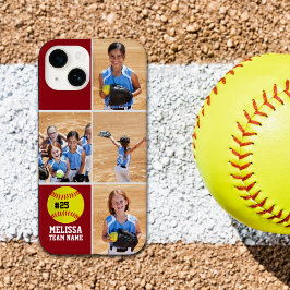 Collage photos Children's Softball Team Red Case-Mate iPhone 14 Hoesje