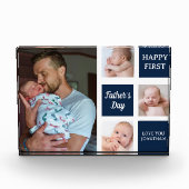 Collage Photos First Father's Day Navy blue Fotoblokken (Voorkant)
