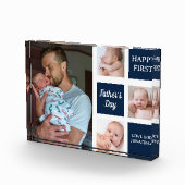 Collage Photos First Father's Day Navy blue Fotoblokken (Rechts)