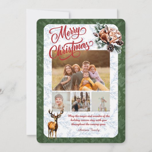 Collage Pine Needle Merry Christmas Feestdagenkaart (Voorkant)