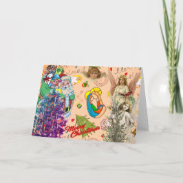 COLLAGE RETRO ANGELS KERSTBOOM KERST KAART