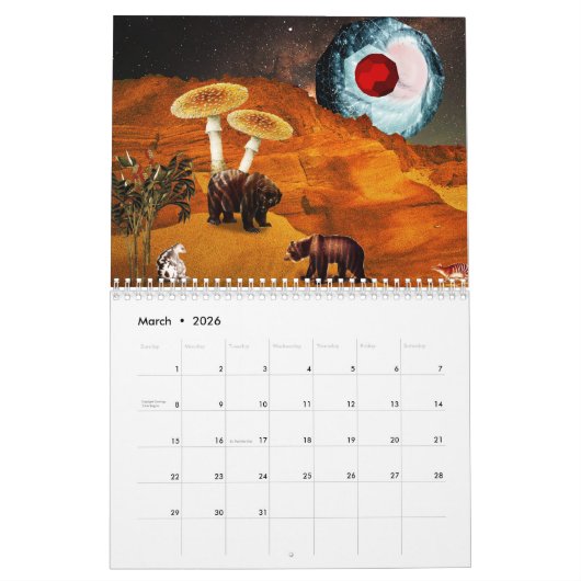 Collage - Retro Fiction Calendar Kalender (Mar 2026)