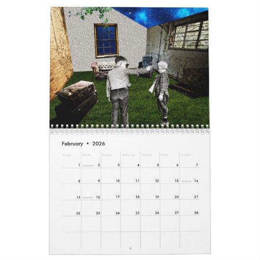 Collage - Retro Fiction Calendar Kalender (Feb 2026)
