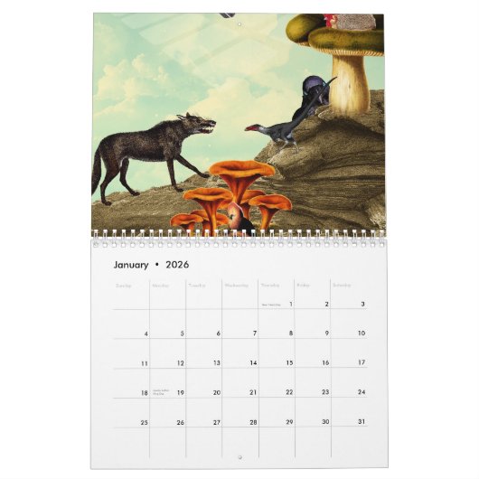 Collage - Retro Fiction Calendar Kalender (Jan 2026)