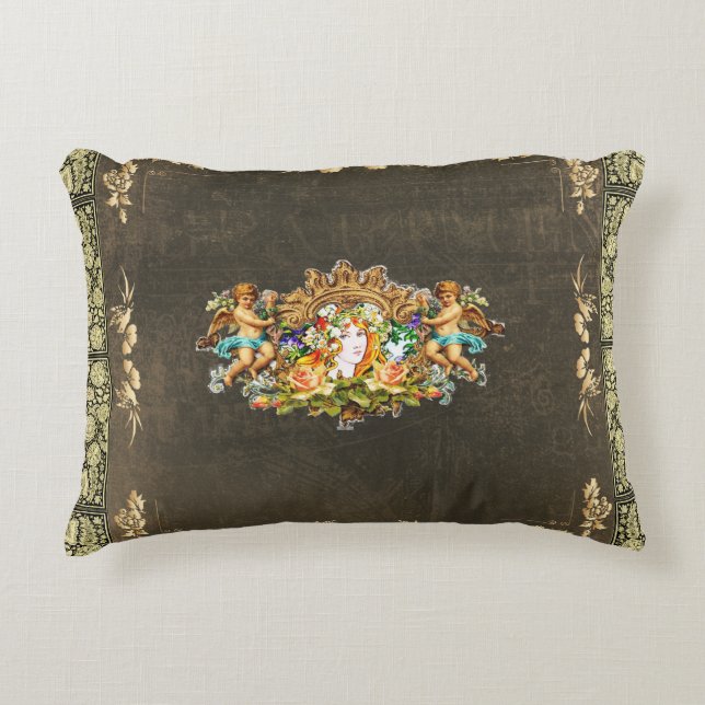  collage Retro met kant en bloemen Accent Kussen (Voorkant)