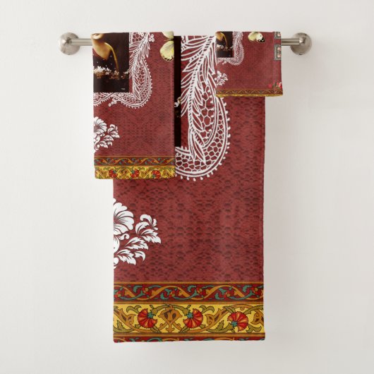  collage Retro met kant en bloemen Bad Handdoek (Insitu)