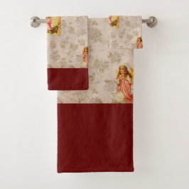 collage Retro met kant en bloemen Bad Handdoek