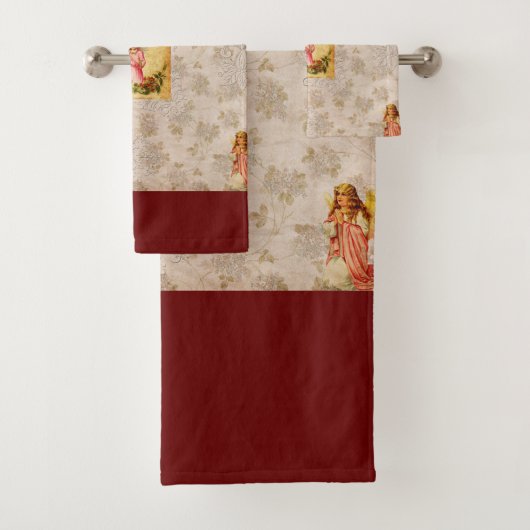 collage Retro met kant en bloemen Bad Handdoek (Insitu)