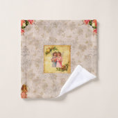 collage Retro met kant en bloemen Bad Handdoek (Wasdoekje)