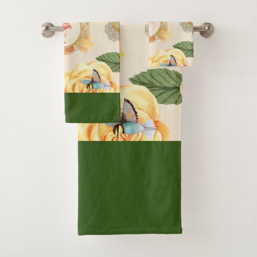  collage Retro met kant en bloemen Bad Handdoek (Insitu)