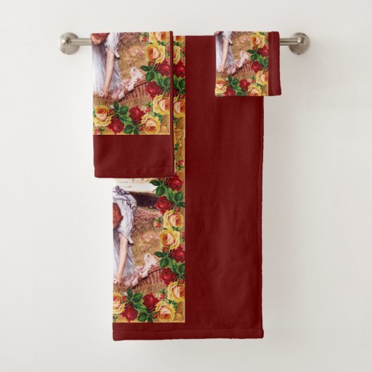  collage Retro met kant en bloemen Bad Handdoek (Insitu)