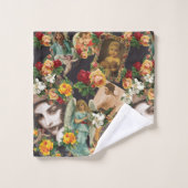  collage Retro met kant en bloemen Bad Handdoek (Wasdoekje)