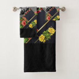  collage Retro met kant en bloemen Bad Handdoek