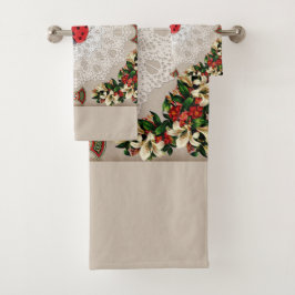  collage Retro met kant en bloemen Bad Handdoek