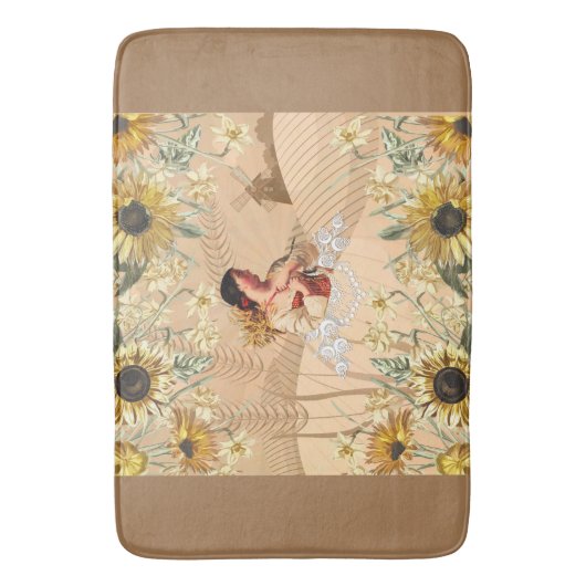  collage Retro met kant en bloemen Badmat (Voorkant Verticaal)