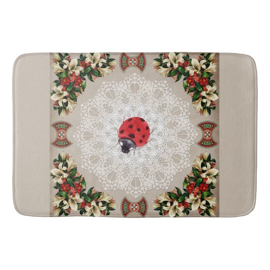  collage Retro met kant en bloemen Badmat (Voorkant)