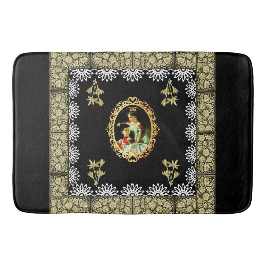  collage Retro met kant en bloemen Badmat (Voorkant)