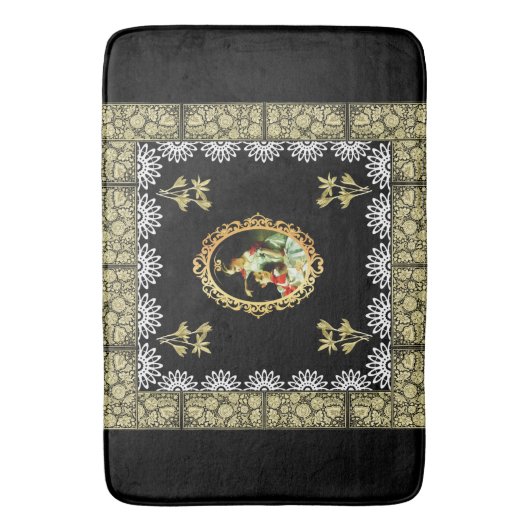  collage Retro met kant en bloemen Badmat (Voorkant Verticaal)