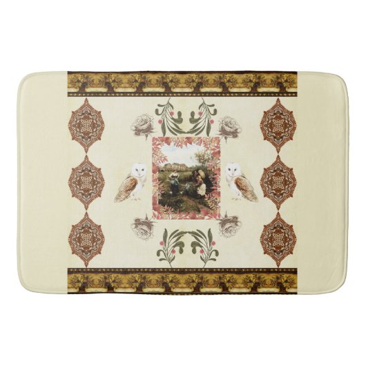  collage Retro met kant en bloemen Badmat (Voorkant)