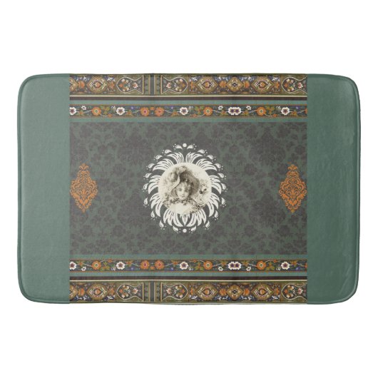  collage Retro met kant en bloemen Badmat (Voorkant)