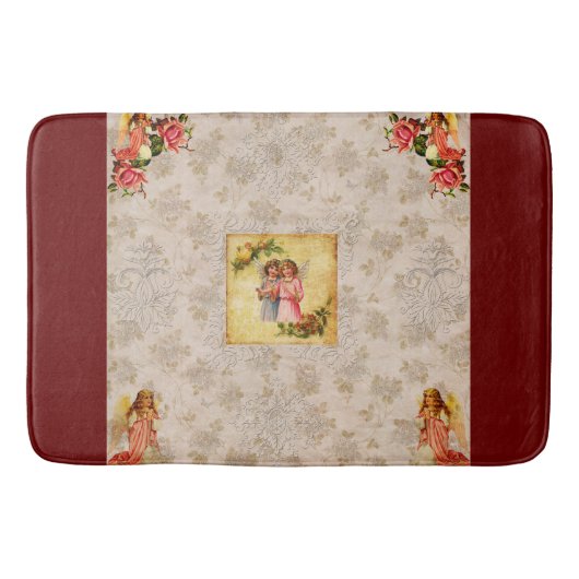  collage Retro met kant en bloemen Badmat (Voorkant)