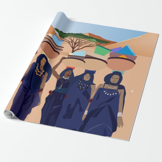  collage Retro met kant en bloemen Cadeaupapier (Uitgerold)