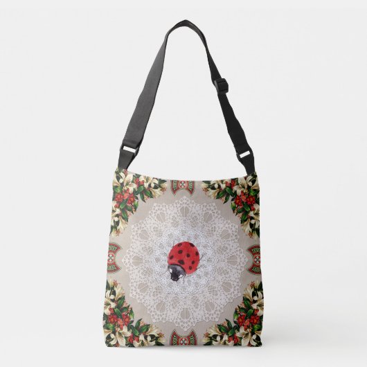  collage Retro met kant en bloemen Crossbody Tas (Voorkant)