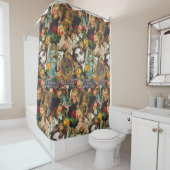  collage Retro met kant en bloemen Douchegordijn (In situ)